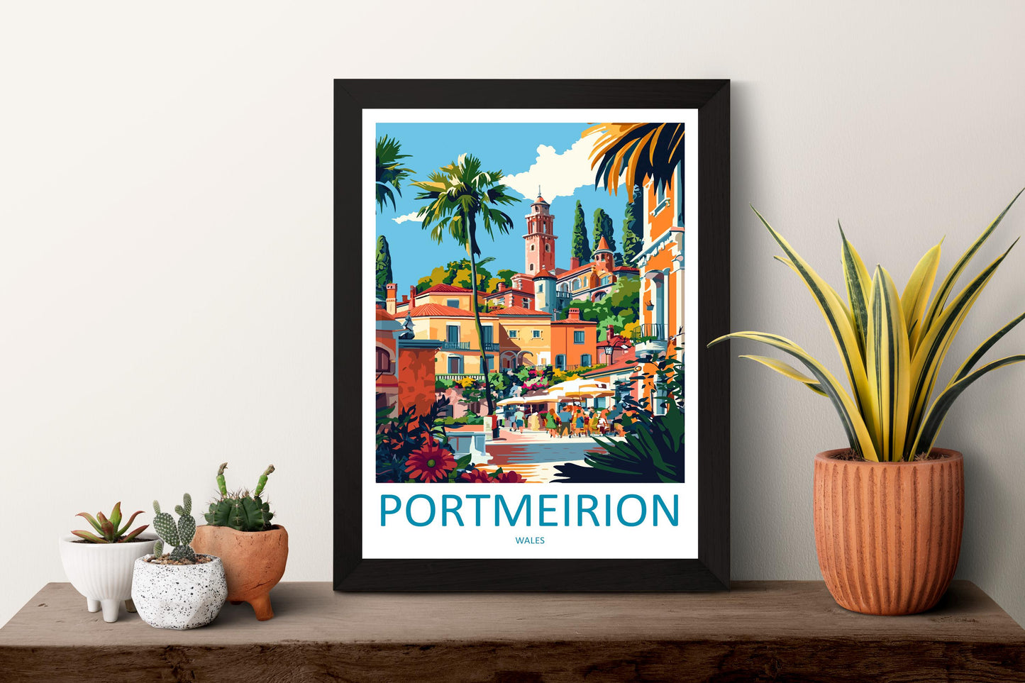 Portmeirion Travel Poster Wales Wall Art Coastal Village Print Italianate View Illustration Scenic Decor Portmeirion Gift Souvenir