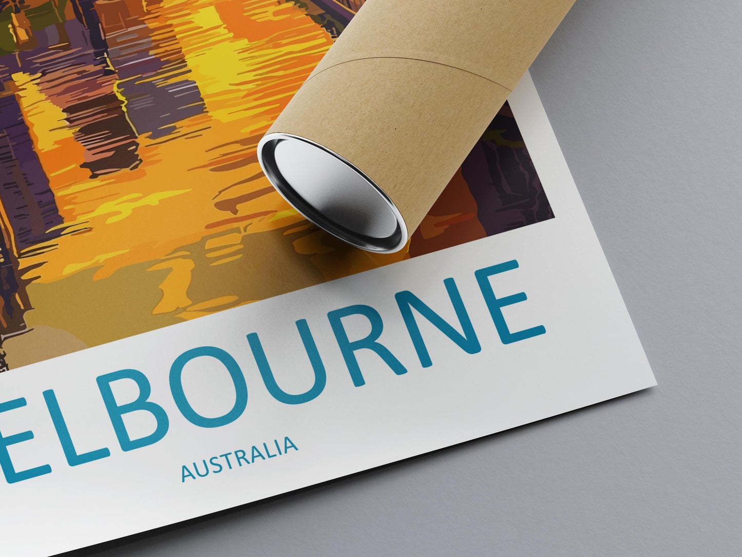 Melbourne Travel Poster Australia Wall Art Cityscape Print Yarra River View Illustration Urban Decor Melbourne Gift Souvenir Scene