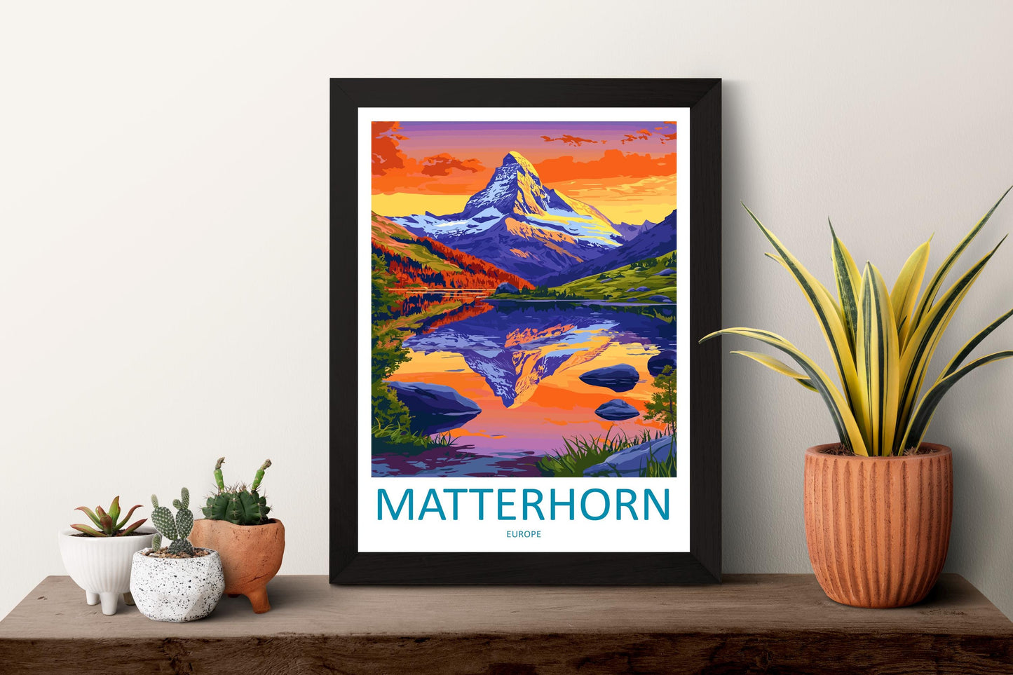 Matterhorn Travel Poster Switzerland Wall Art Mountain Peak Print Alpine View Illustration Nature Decor Matterhorn Gift Souvenir