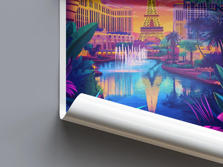 Las Vegas Travel Poster Nevada Wall Art Cityscape Print Strip View Illustration Neon Decor Las Vegas Gift Souvenir Scene