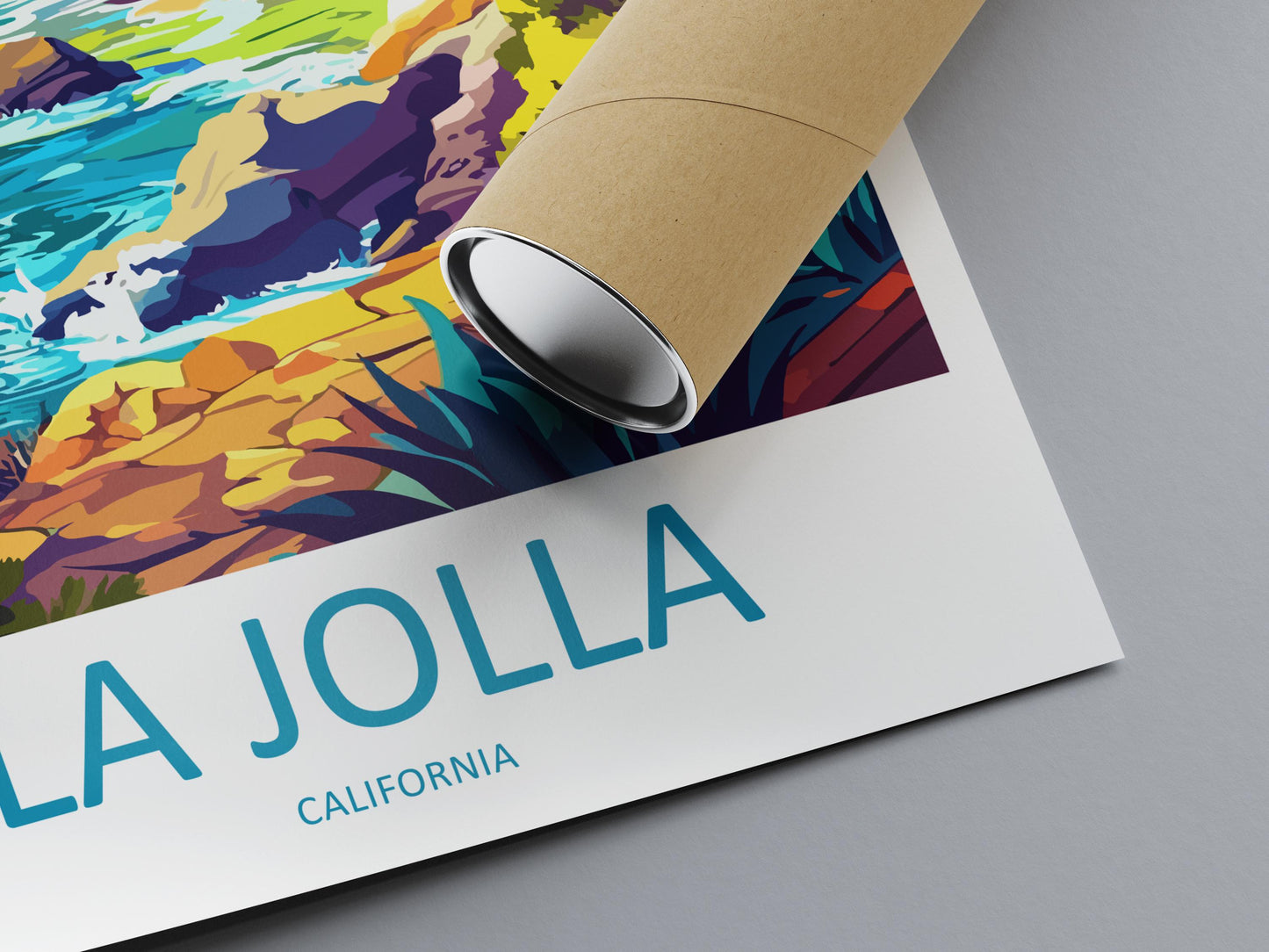 La Jolla Travel Poster California Wall Art Coastal Scene Print Ocean Cliffs View Illustration Beach Decor La Jolla Gift Souvenir