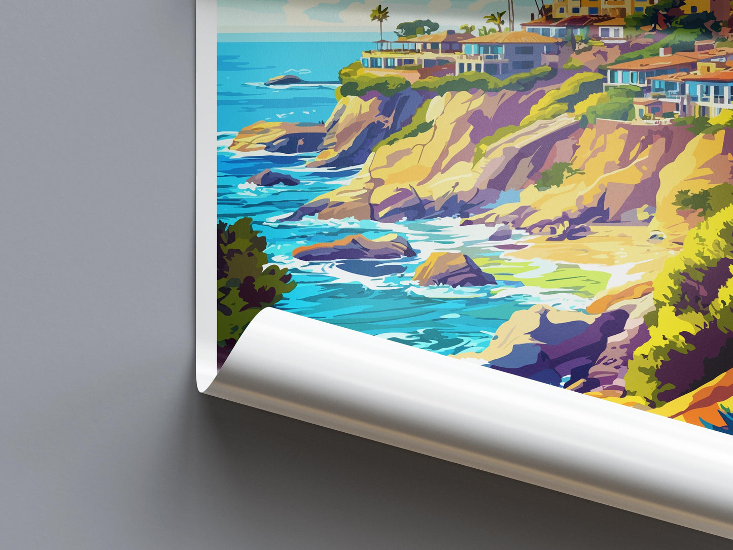 La Jolla Travel Poster California Wall Art Coastal Scene Print Ocean Cliffs View Illustration Beach Decor La Jolla Gift Souvenir