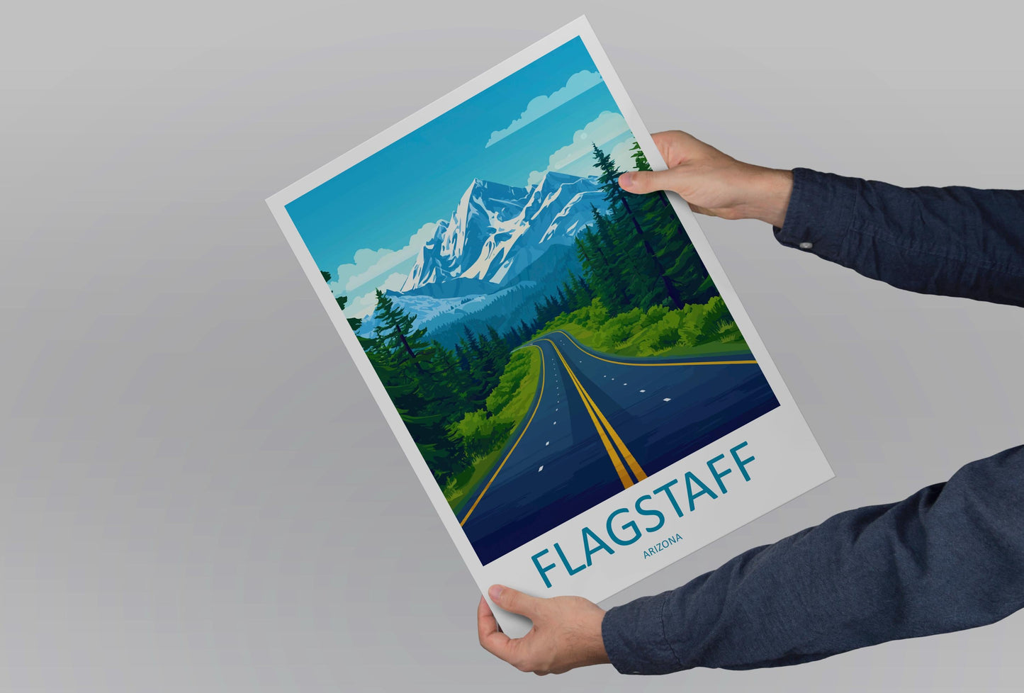 Flagstaff Travel Poster Arizona Wall Art Mountain Town Print Forest View Illustration Southwest Decor Flagstaff Gift Souvenir Scene