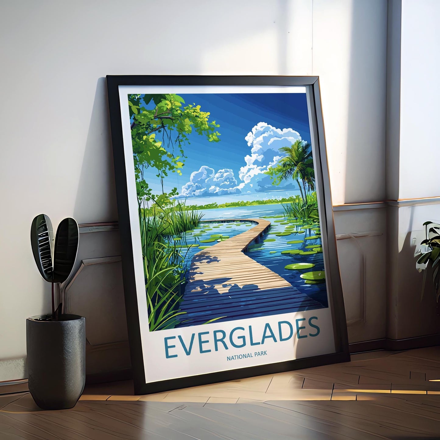 Everglades National Park Travel Poster Florida Wall Art Wetlands View Print Wildlife Scene Illustration Nature Decor Gift Souvenir