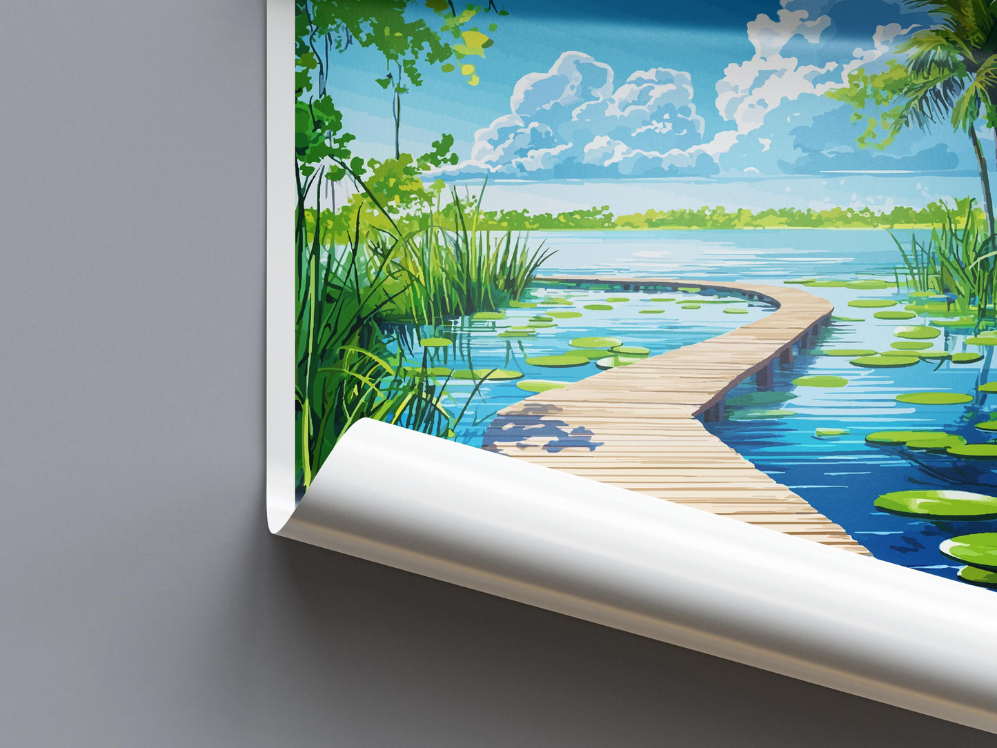 Everglades National Park Travel Poster Florida Wall Art Wetlands View Print Wildlife Scene Illustration Nature Decor Gift Souvenir