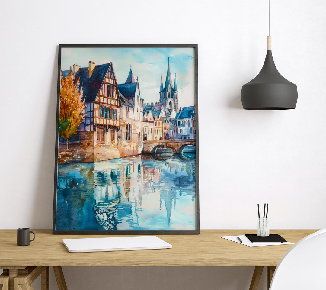 Limoges Watercolor Poster Limoges Travel Print France Wall Art Limoges Decor Historic City Scene Porcelain Capital French Landscape Print
