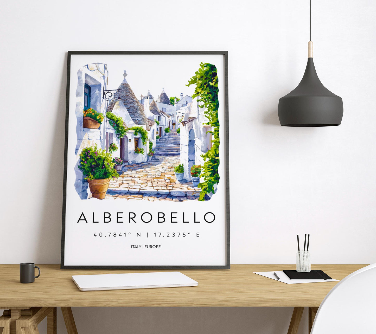 Alberobello Watercolor Poster Alberobello Italy Travel Print Wall Art Alberobello Home Decor Alberobello Gift Art Lovers Puglia Trulli