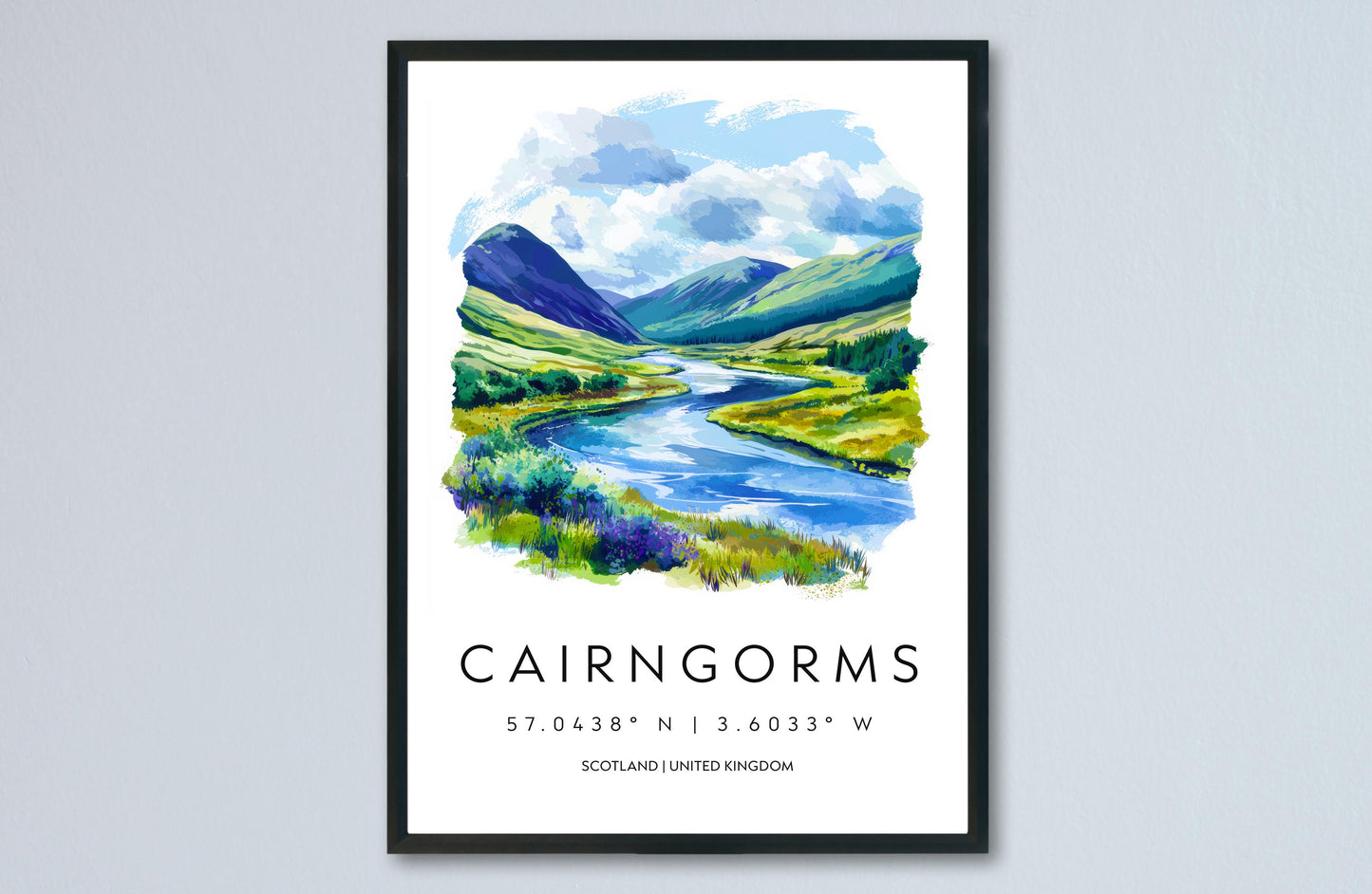 Cairngorms Watercolor Poster Cairngorms Scotland Travel Print Wall Art Cairngorms Home Decor Cairngorms Gift Art Lovers Highlands