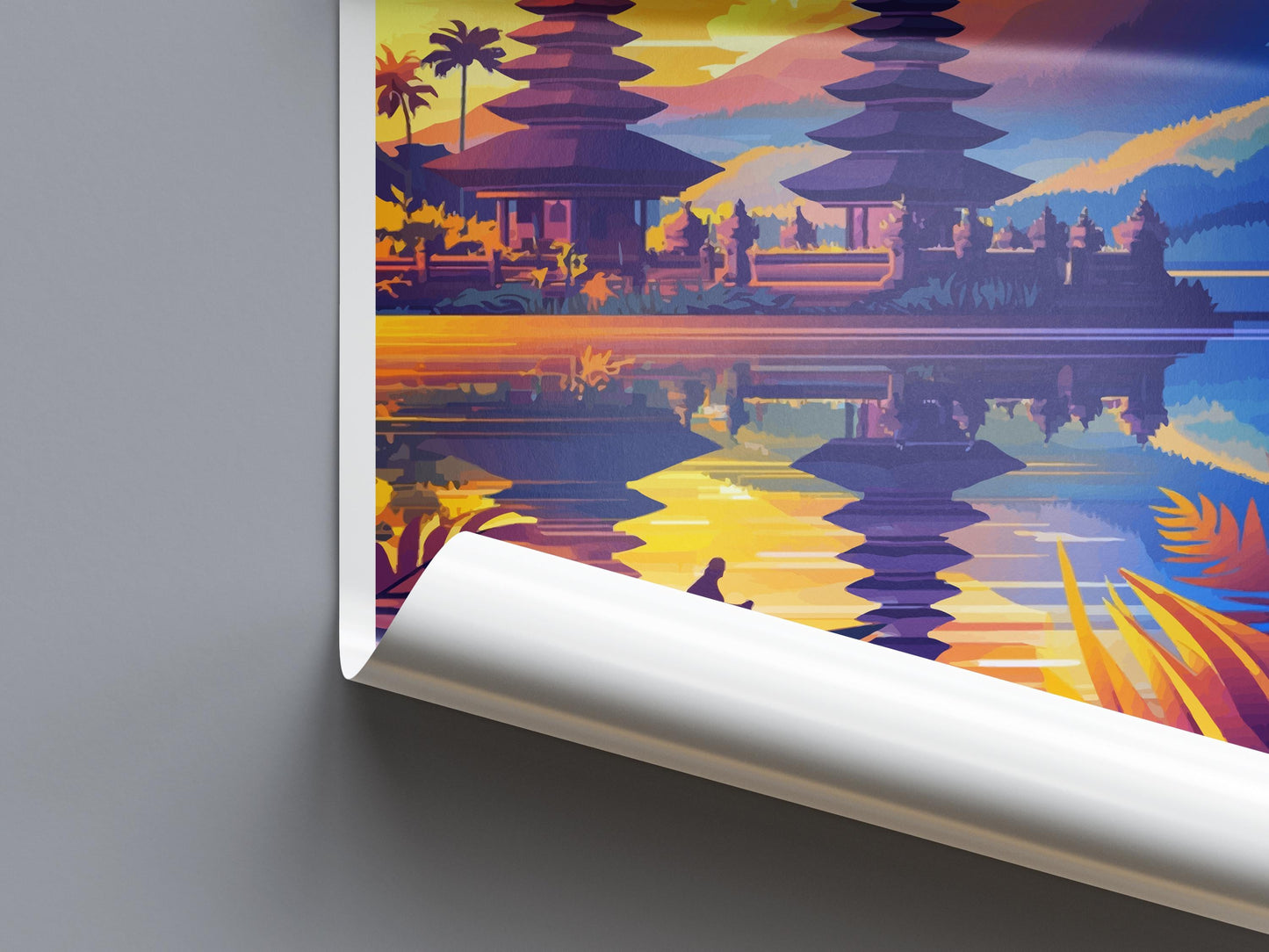 Bali Travel Poster Indonesia Wall Art Temple Beach Print Nature Decor Indonesia Gift Souvenir Scene Asia Tropical Landmark Art