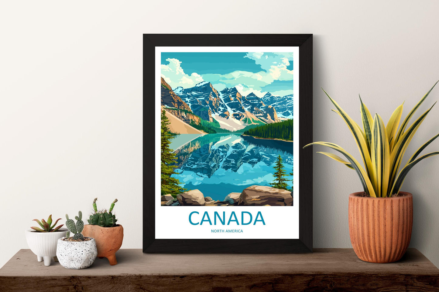 Canada Travel Poster North America Wall Art Maple Leaf Landscape Print Nature Decor Canada Gift Souvenir Scene Iconic Landmark Art