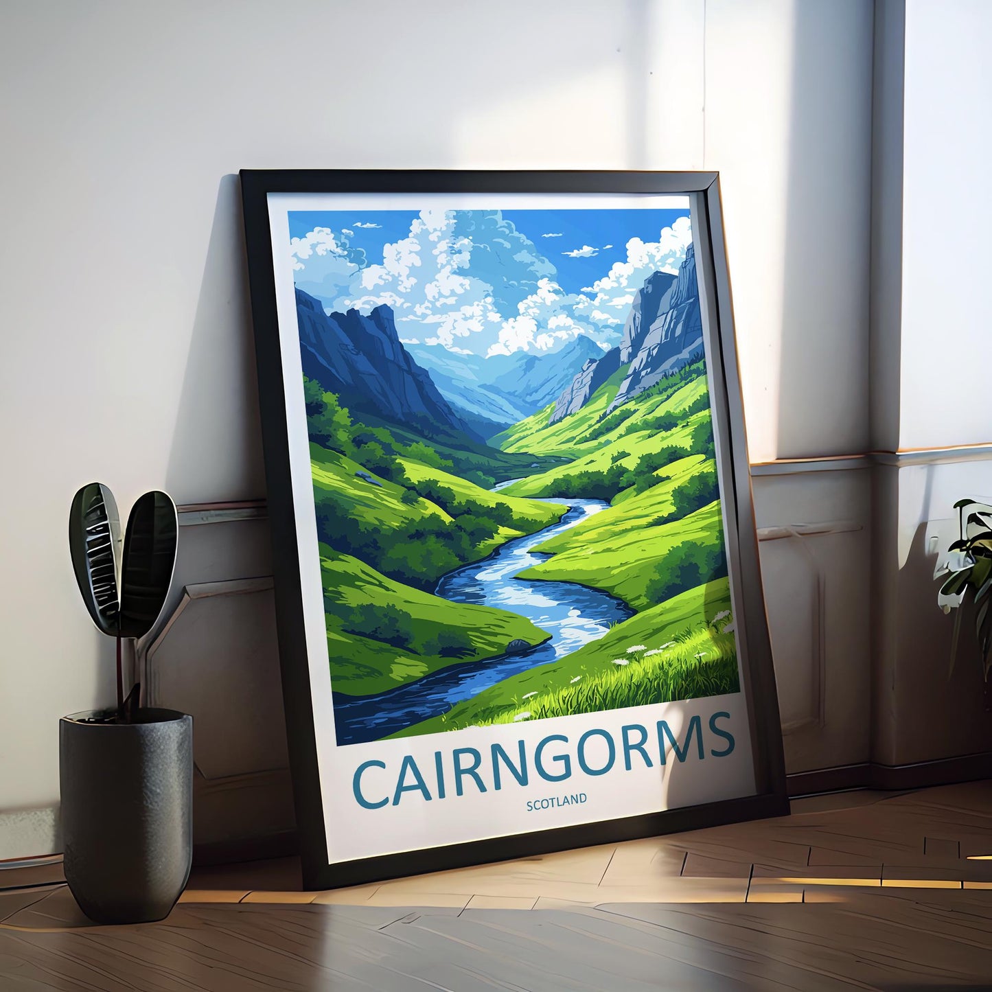 Cairngorms Travel Poster Scotland Wall Art Mountain Loch Print Nature Decor Scottish Gift Souvenir Scene UK National Park Art