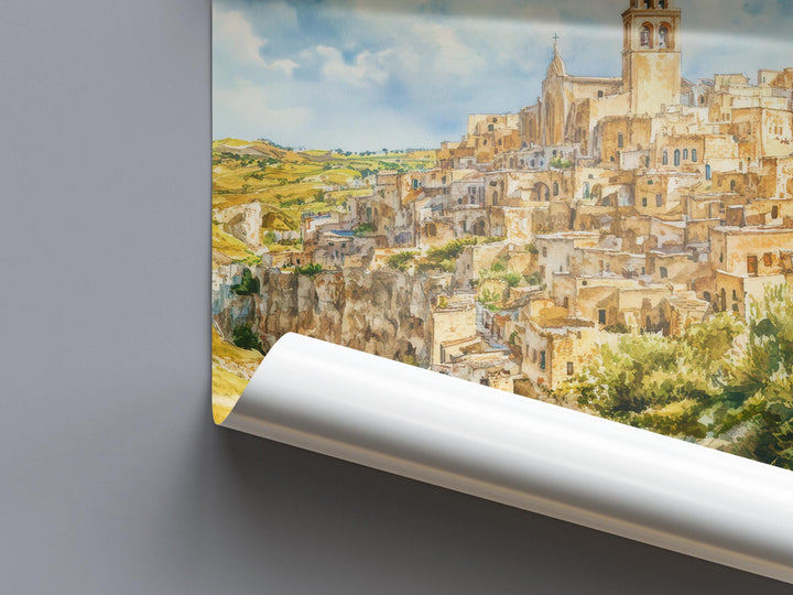 Matera Watercolor Poster Wall Art Matera Wall Hanging Home Décor Matera Gift Art Lovers Italy Art Lover Gift, Italian Cityscape Travel Print