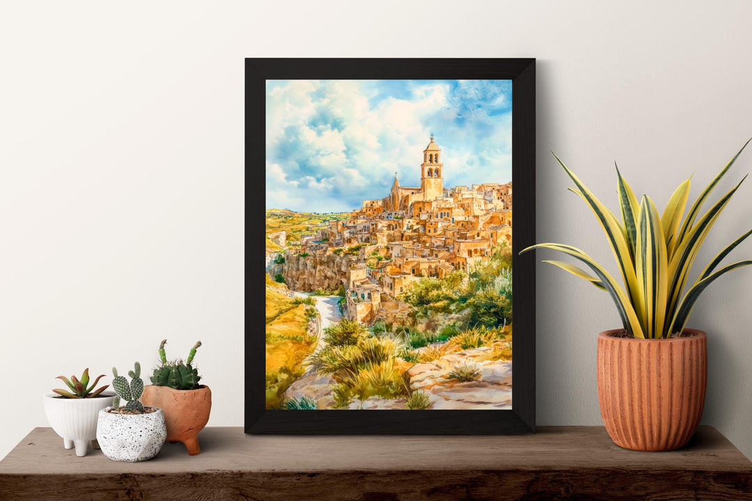 Matera Watercolor Poster Wall Art Matera Wall Hanging Home Décor Matera Gift Art Lovers Italy Art Lover Gift, Italian Cityscape Travel Print