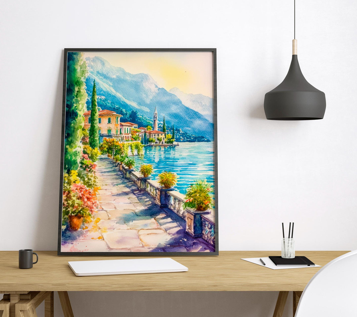 Lake Como Watercolor Poster Wall Art Lake Como Wall Hanging Home Décor Lake Como Gift Art Lovers Italy Art Lover Gift, Italian Print