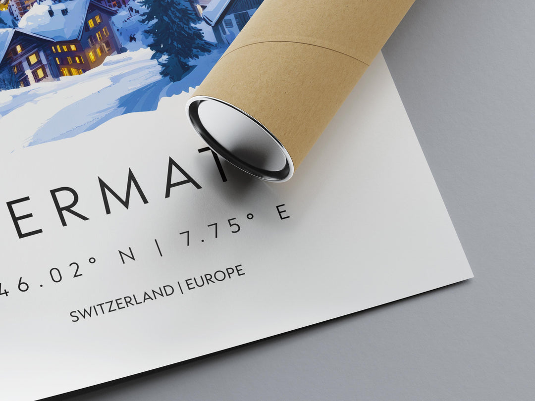 Zermatt Watercolor Poster Wall Art Zermatt Wall Decor Home Décor Zermatt Gift Switzerland Art Lover Gift, Travel Souvenir Print