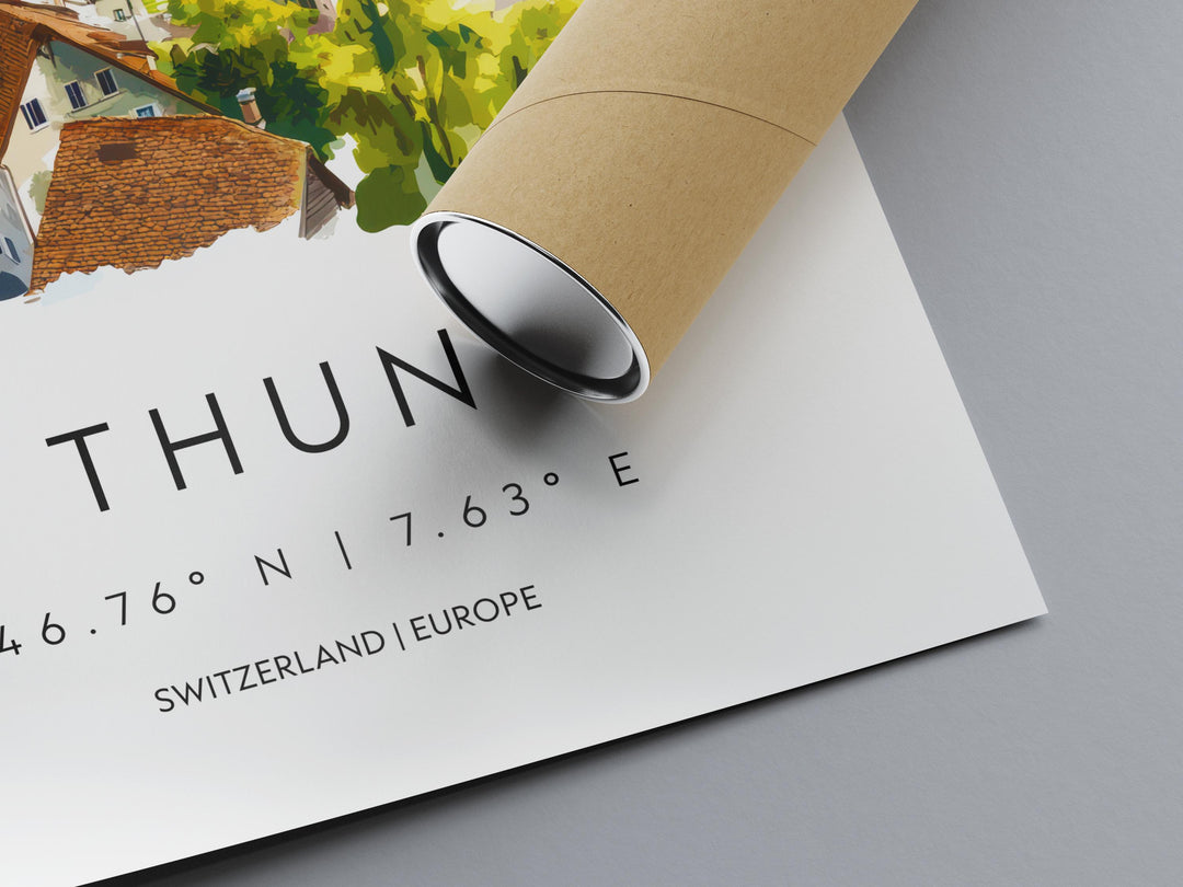 Thun Watercolor Poster Wall Art Thun Wall Decor Home Décor Thun Gift Switzerland Art Lover Gift, Travel Souvenir Print