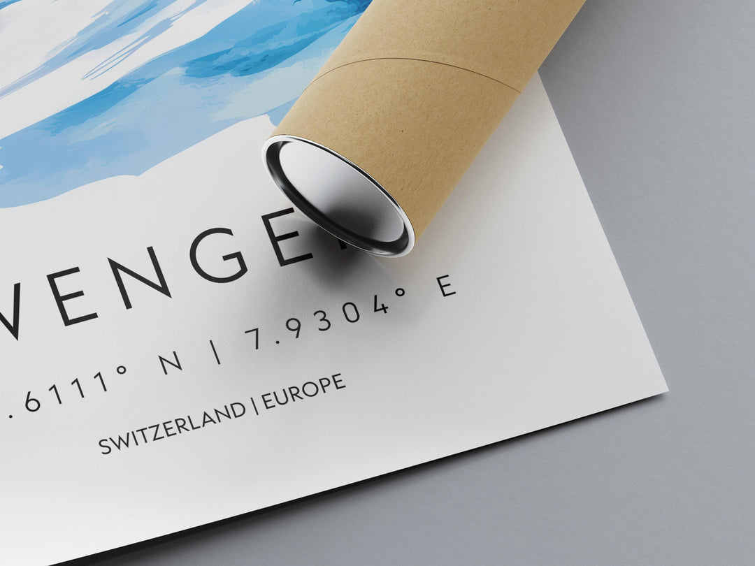 Wengen Watercolor Poster Wall Art Wengen Wall Decor Home Décor Wengen Gift Switzerland Art Lover Gift, Travel Souvenir Print