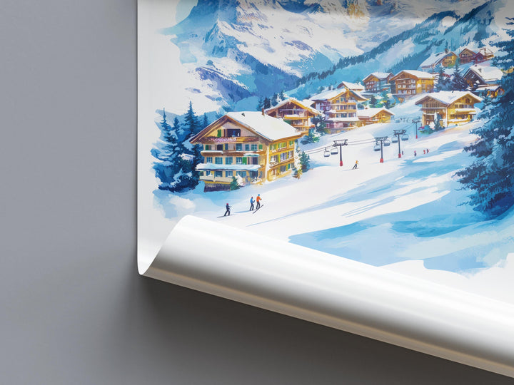 Wengen Watercolor Poster Wall Art Wengen Wall Decor Home Décor Wengen Gift Switzerland Art Lover Gift, Travel Souvenir Print