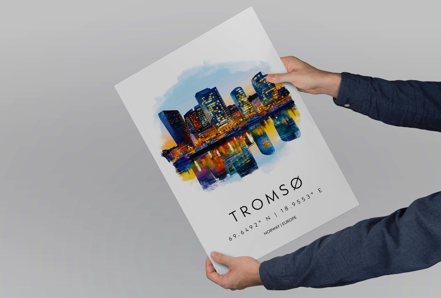 Tromsø Watercolor Poster Wall Art Tromsø Wall Decor Home Décor Tromsø Gift Norway Art Lover Gift, Travel Souvenir Print