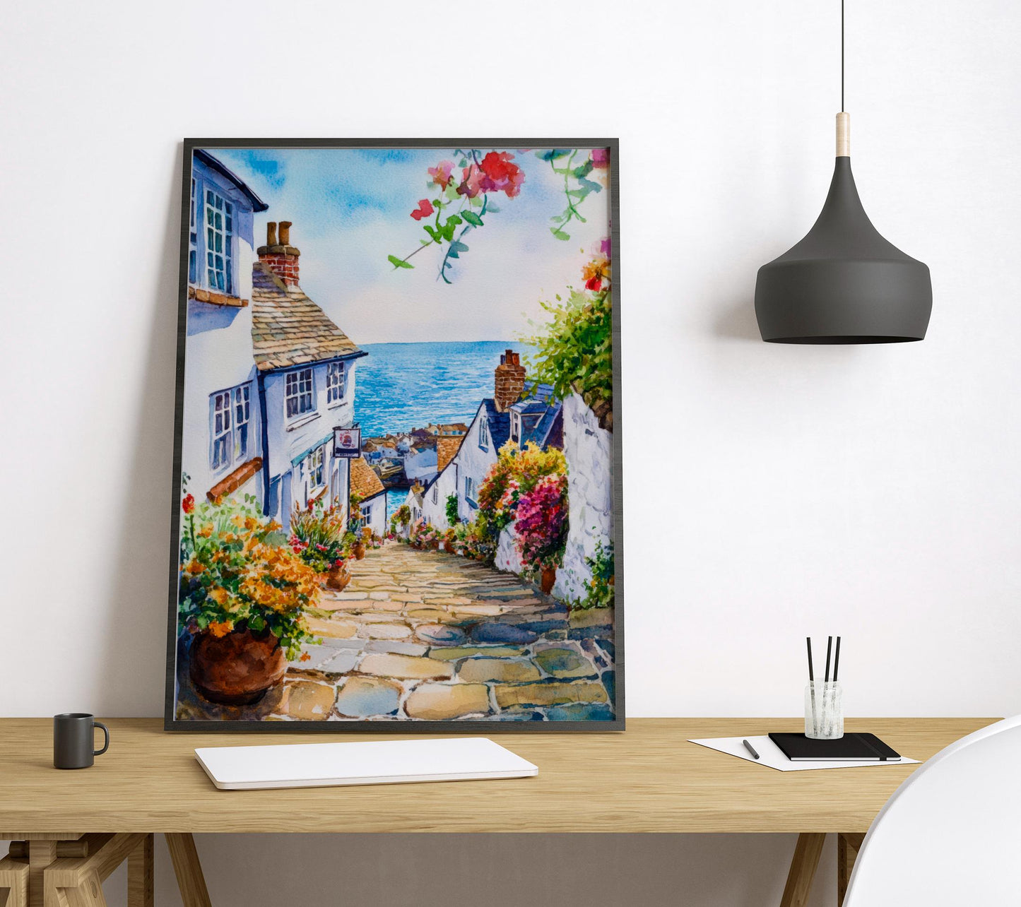 Clovelly Watercolor Poster Wall Art Clovelly Wall Hanging Home Décor Clovelly Gift Art Lovers United Kingdom Wall Art