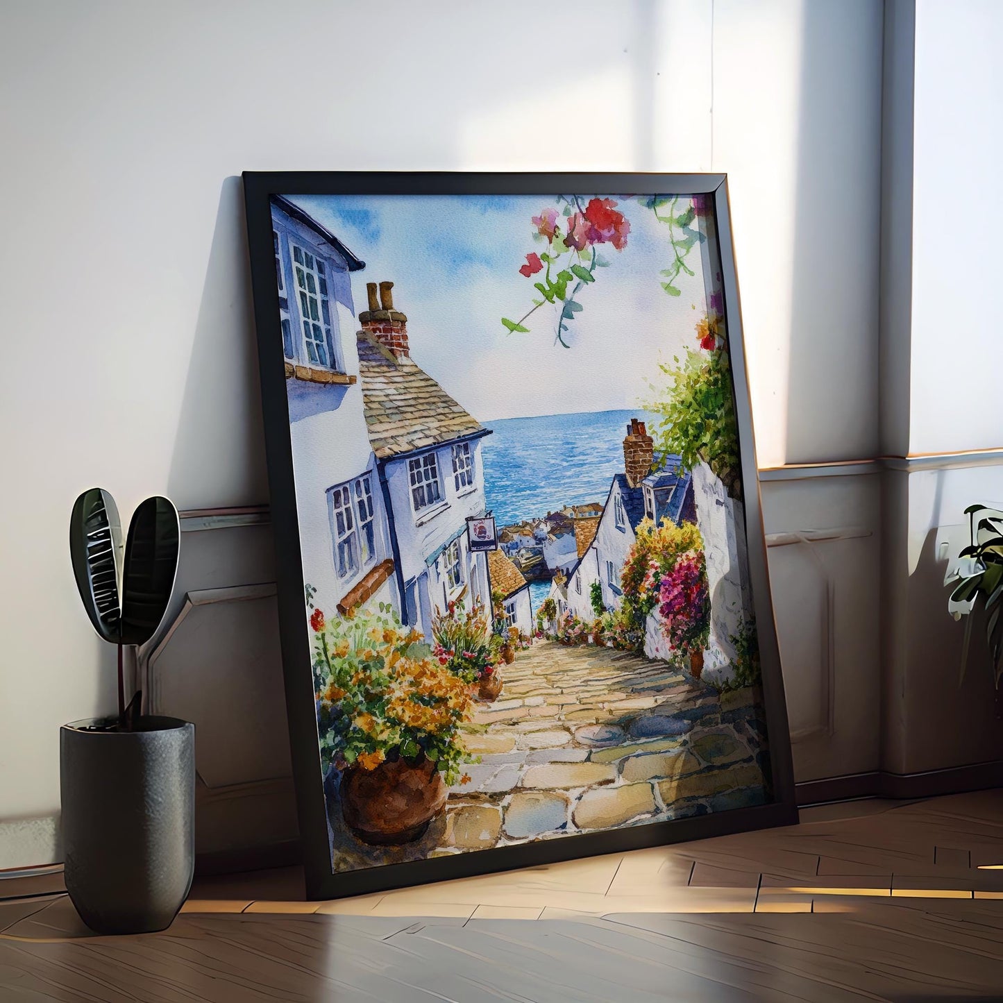 Clovelly Watercolor Poster Wall Art Clovelly Wall Hanging Home Décor Clovelly Gift Art Lovers United Kingdom Wall Art