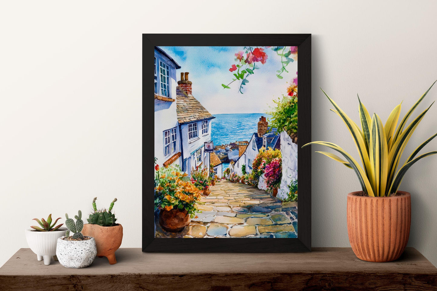Clovelly Watercolor Poster Wall Art Clovelly Wall Hanging Home Décor Clovelly Gift Art Lovers United Kingdom Wall Art