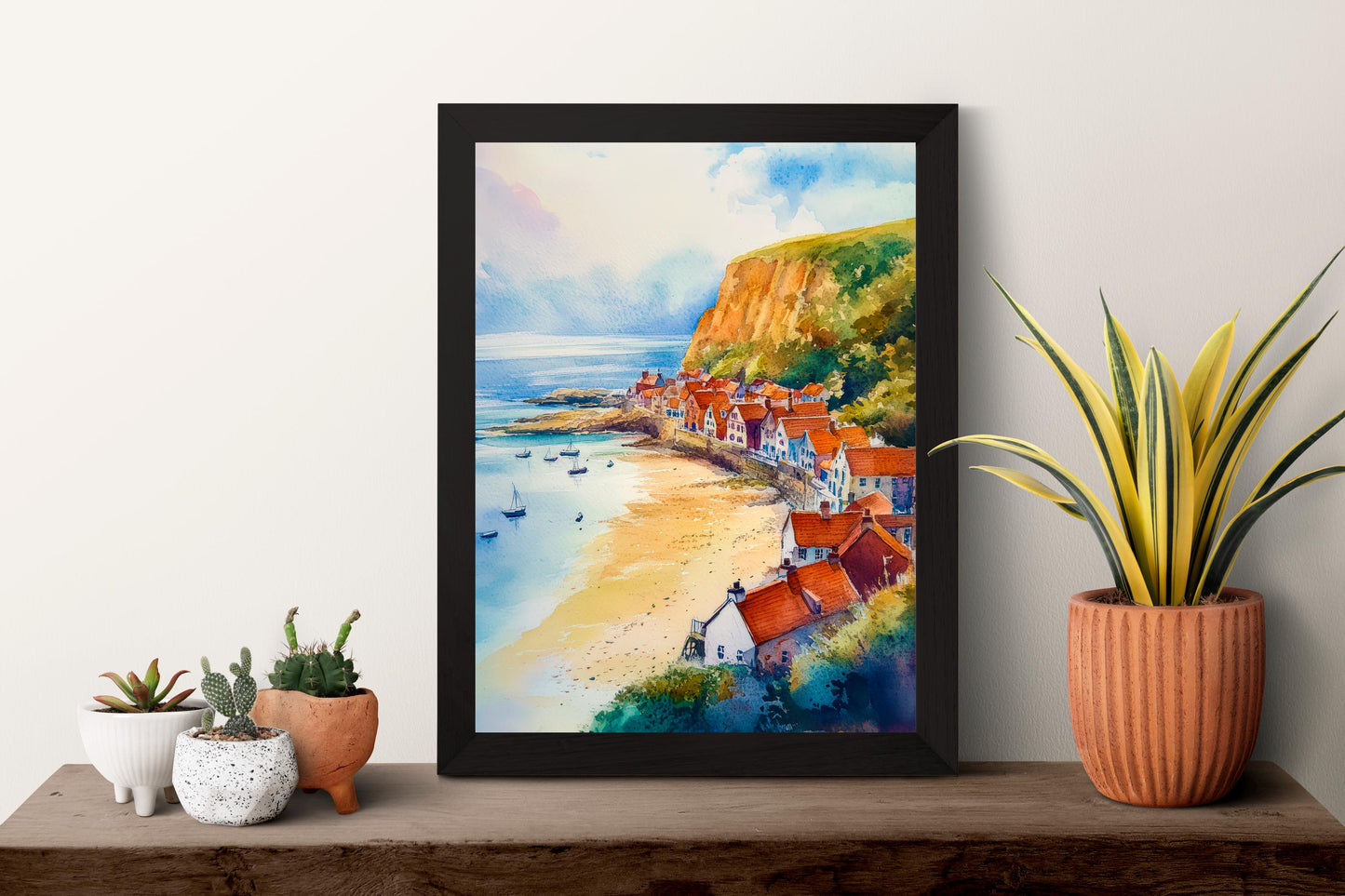 Runswick Bay Watercolor Poster Wall Art Runswick Bay Wall Hanging Home Décor Runswick Bay Gift Art Lovers United Kingdom Wall Art