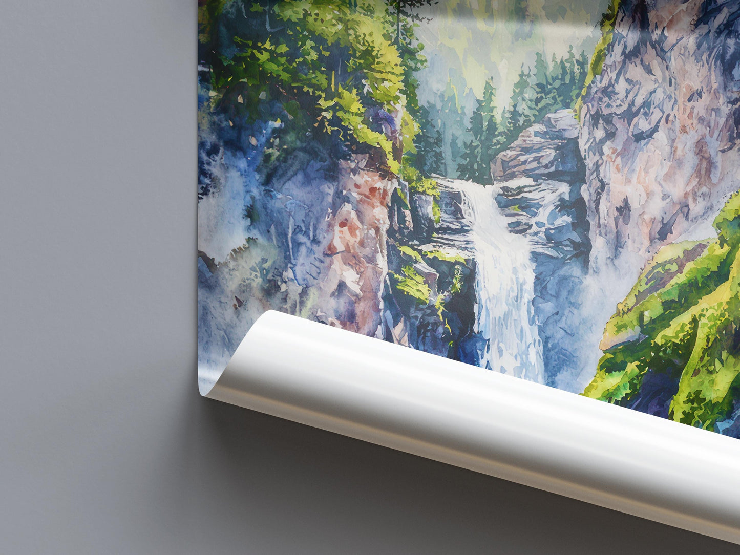 Reichenbach Falls watercolor poster Wall Art Reichenbach Falls Wall Hanging Home Décor Reichenbach Falls Gift Art Lovers Switzerland Art