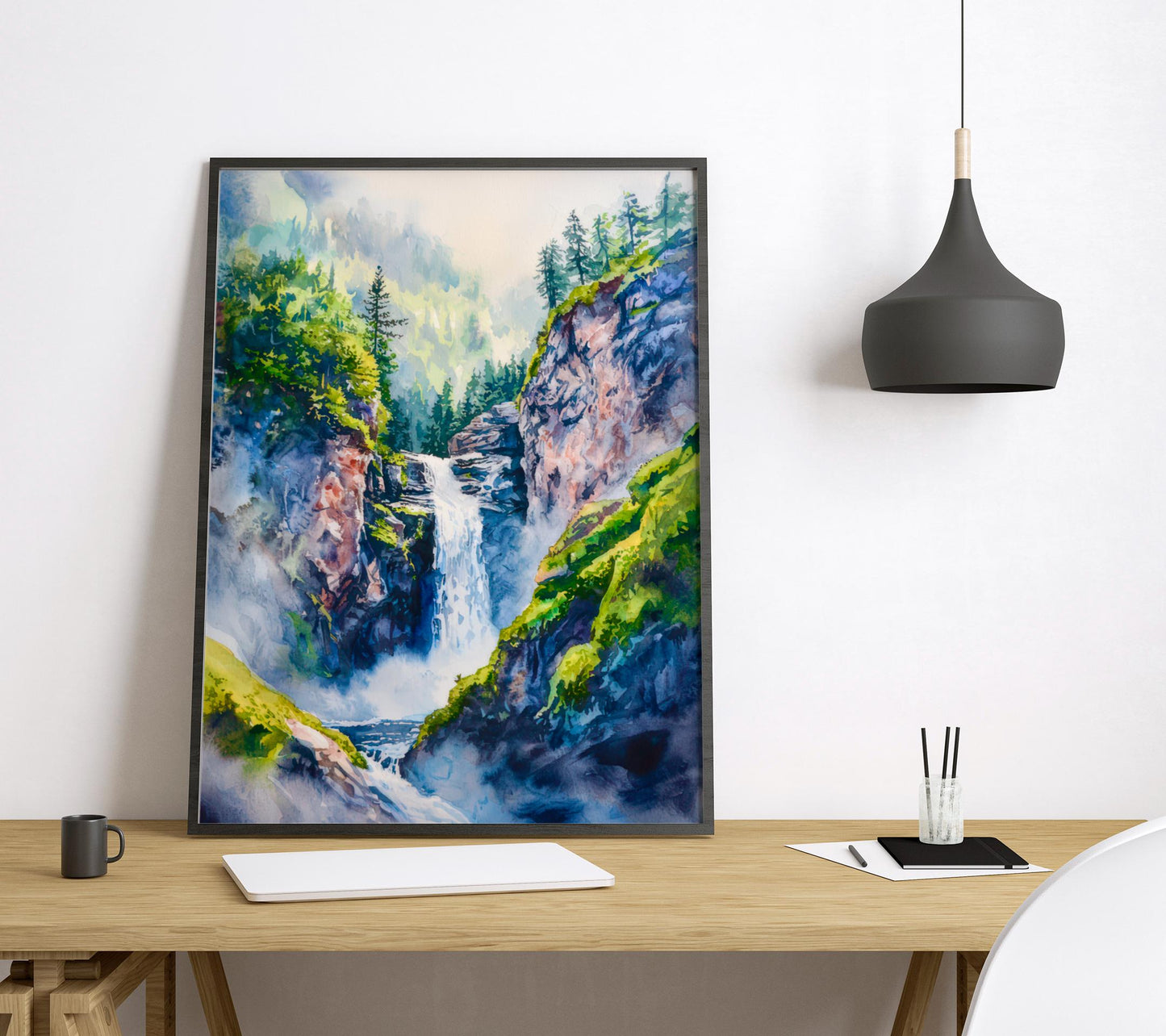 Reichenbach Falls watercolor poster Wall Art Reichenbach Falls Wall Hanging Home Décor Reichenbach Falls Gift Art Lovers Switzerland Art