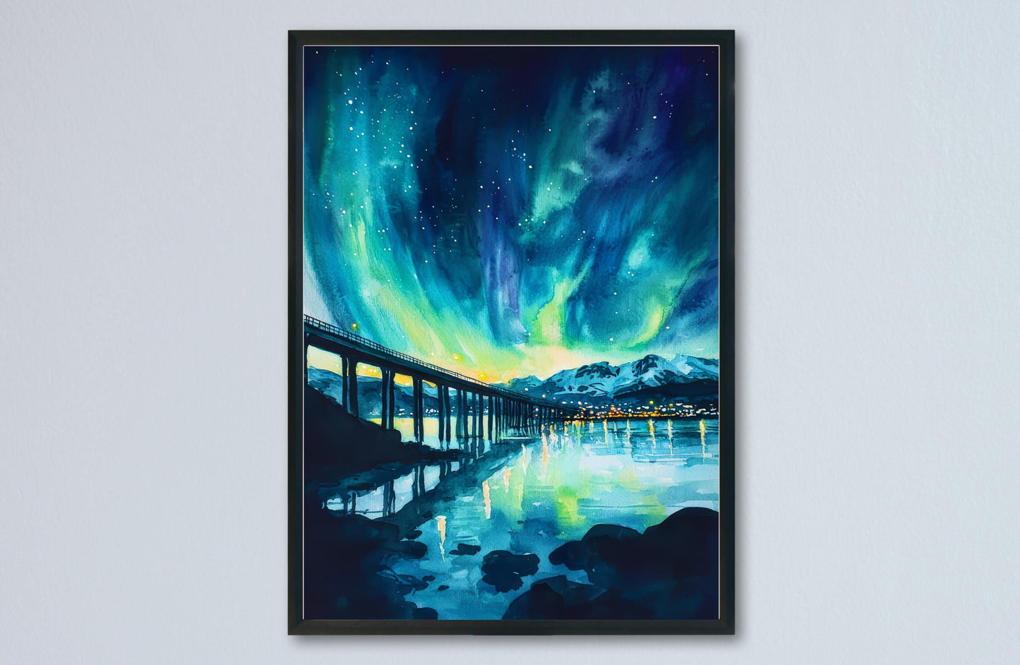 Tromso watercolor poster Wall Art Tromso Wall Hanging Home Décor Tromso Gift Art Lovers Norway Art Lover Gift Norway wall art