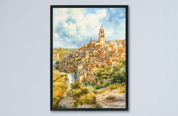 Matera Watercolor Poster Wall Art Matera Wall Hanging Home Décor Matera Gift Art Lovers Italy Art Lover Gift, Italian Cityscape Travel Print