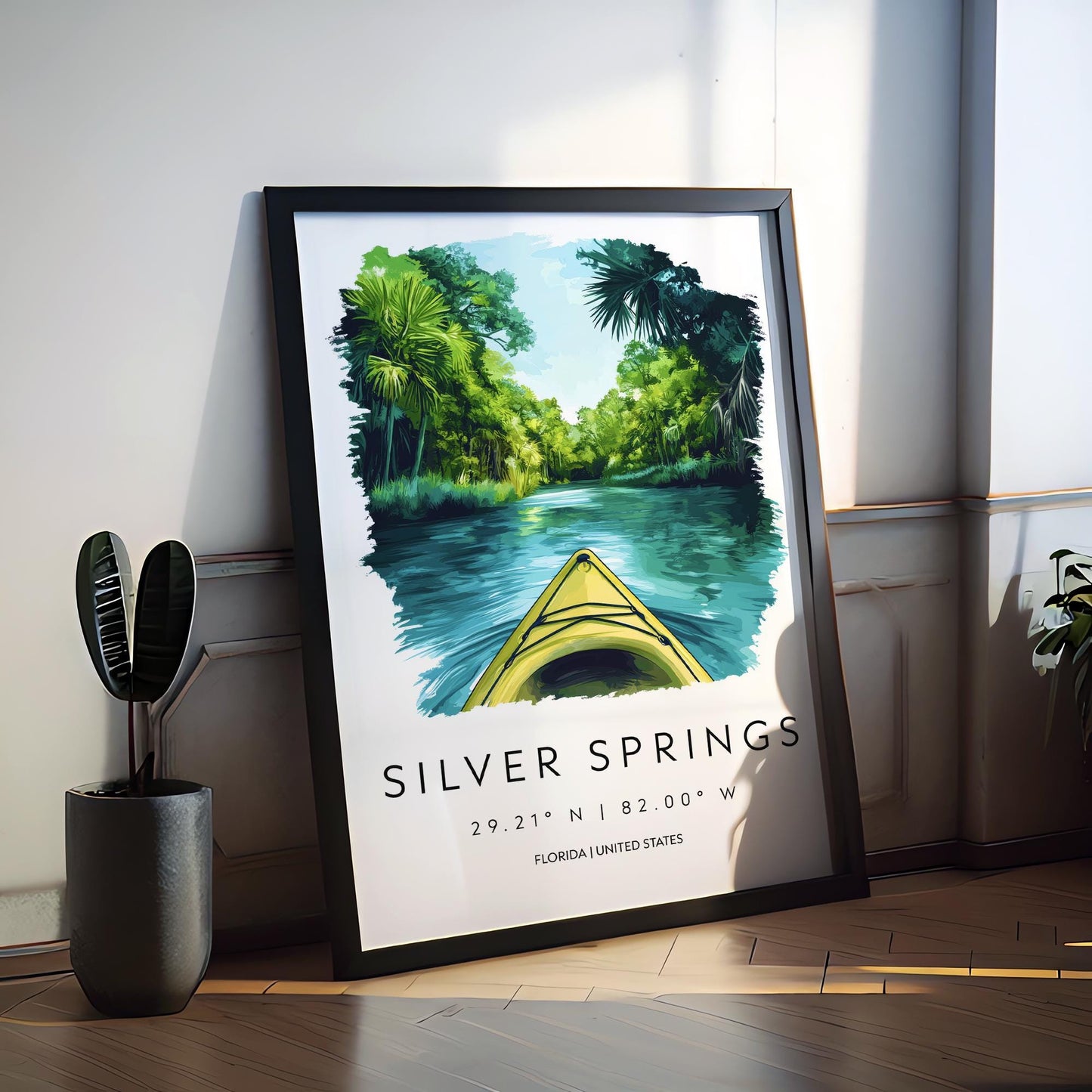 Silver Springs State Park Watercolor Poster Wall Art Florida Home Décor USA Art Lover Gift, Travel Souvenir Print