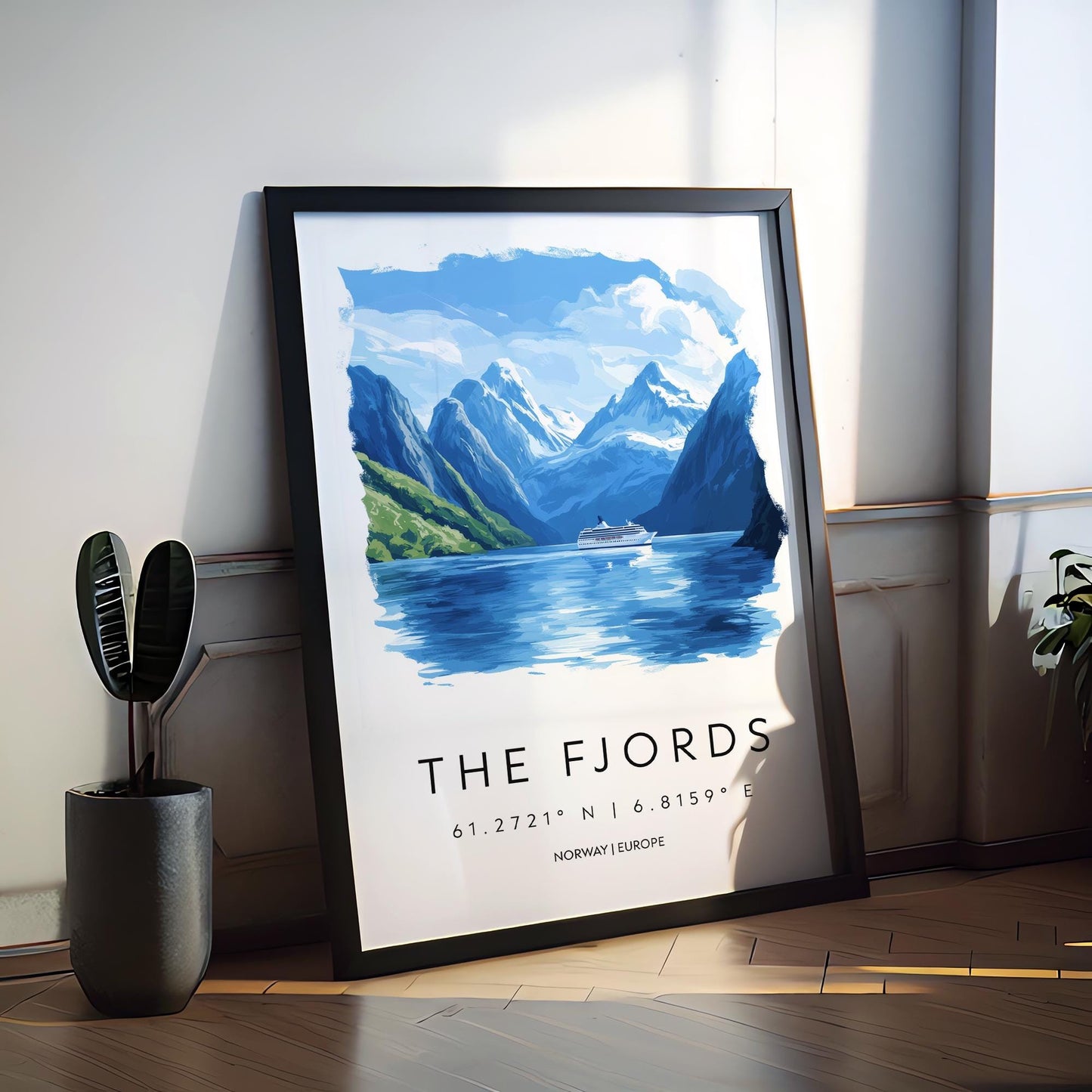 The Fjords Watercolor Poster Wall Art Fjords Wall Decor Home Décor The Fjords Gift Norway Art Lover Gift, Travel Souvenir Print