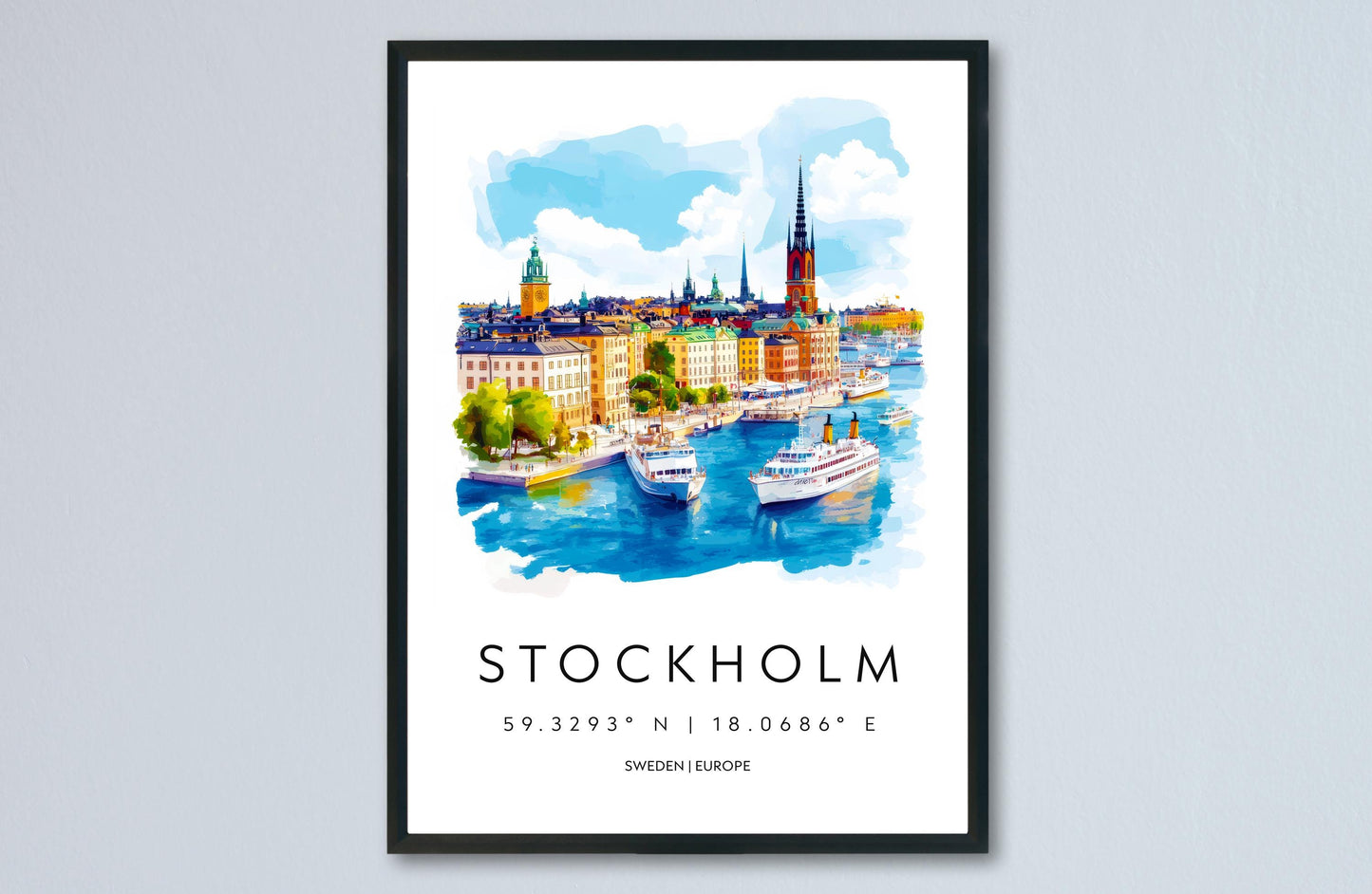 Stockholm Watercolor Poster Wall Art Stockholm Wall Hanging Home Décor Stockholm Gift Art Lovers Sweden Art Lover Gift