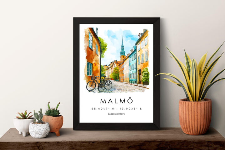Malmö Watercolor Poster Wall Art Malmö Wall Decor Home Décor Malmö Gift Sweden Art Lover Gift, Travel Souvenir Print