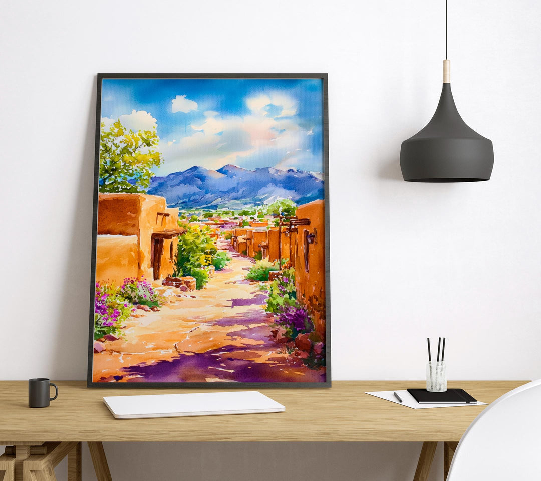 Santa Fe watercolor poster Wall Art Santa Fe Wall Hanging Home Décor Santa Fe Gift Art Lovers New Mexico Art Lover Gift New Mexico wall art