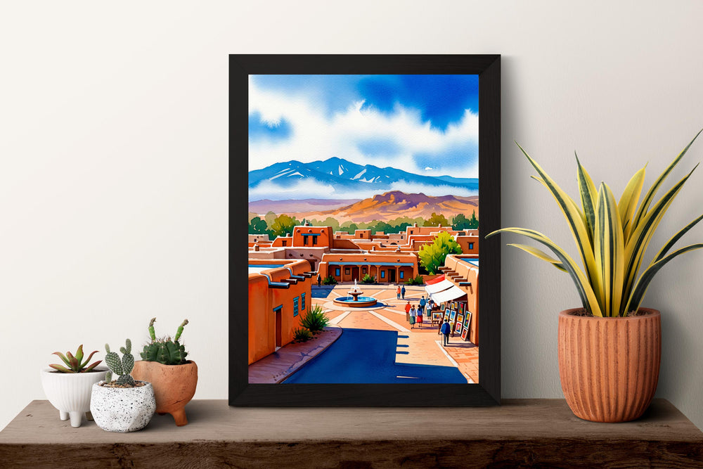 Santa Fe watercolor poster Wall Art Santa Fe Wall Hanging Home Décor Santa Fe Gift Art Lovers New Mexico Art Lover Gift New Mexico wall art