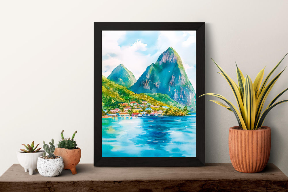 Saint Lucia watercolor poster Wall Art Saint Lucia Wall Hanging Home Décor Saint Lucia Gift Art Lovers Saint Lucia Art Lover Gift
