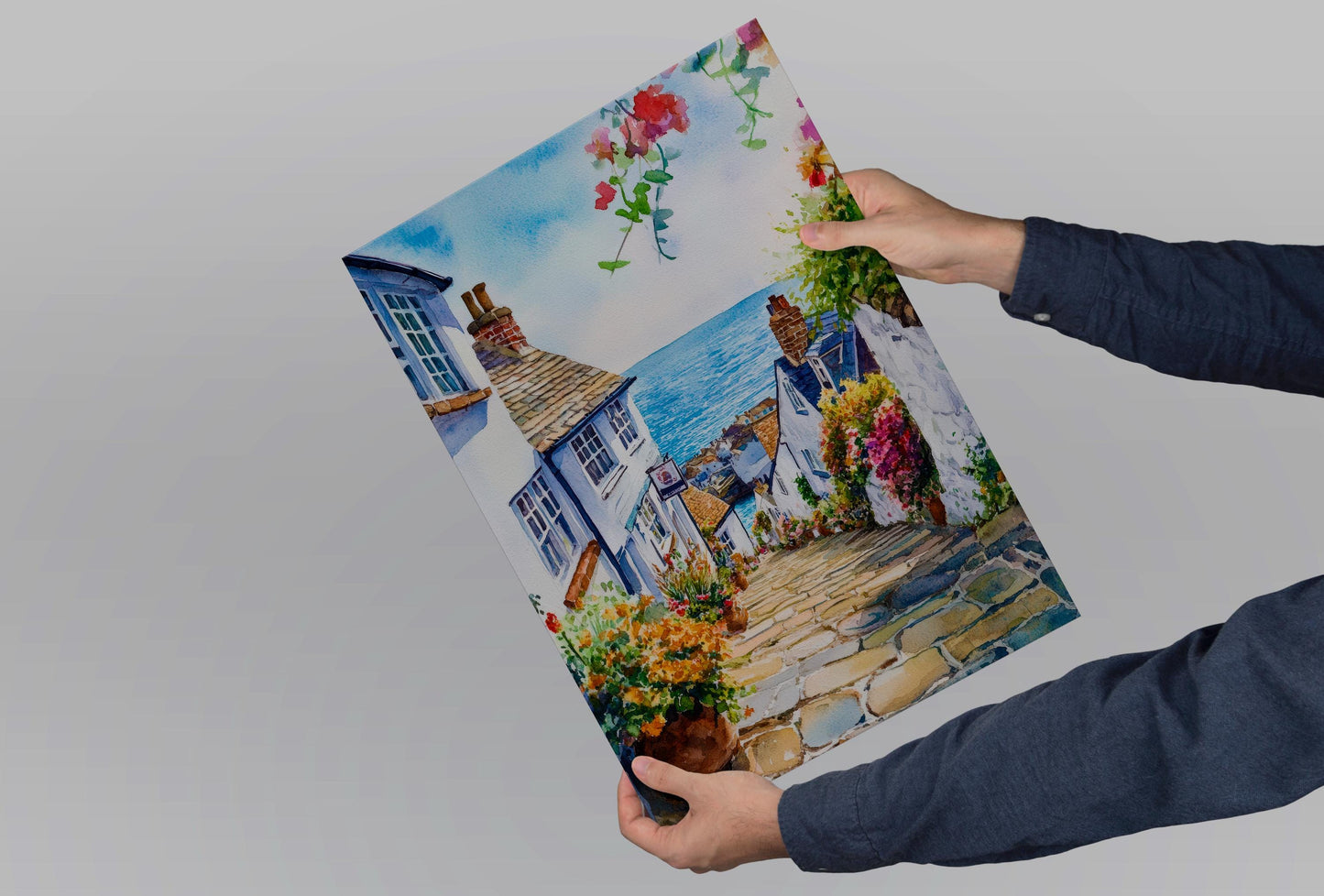 Clovelly Watercolor Poster Wall Art Clovelly Wall Hanging Home Décor Clovelly Gift Art Lovers United Kingdom Wall Art