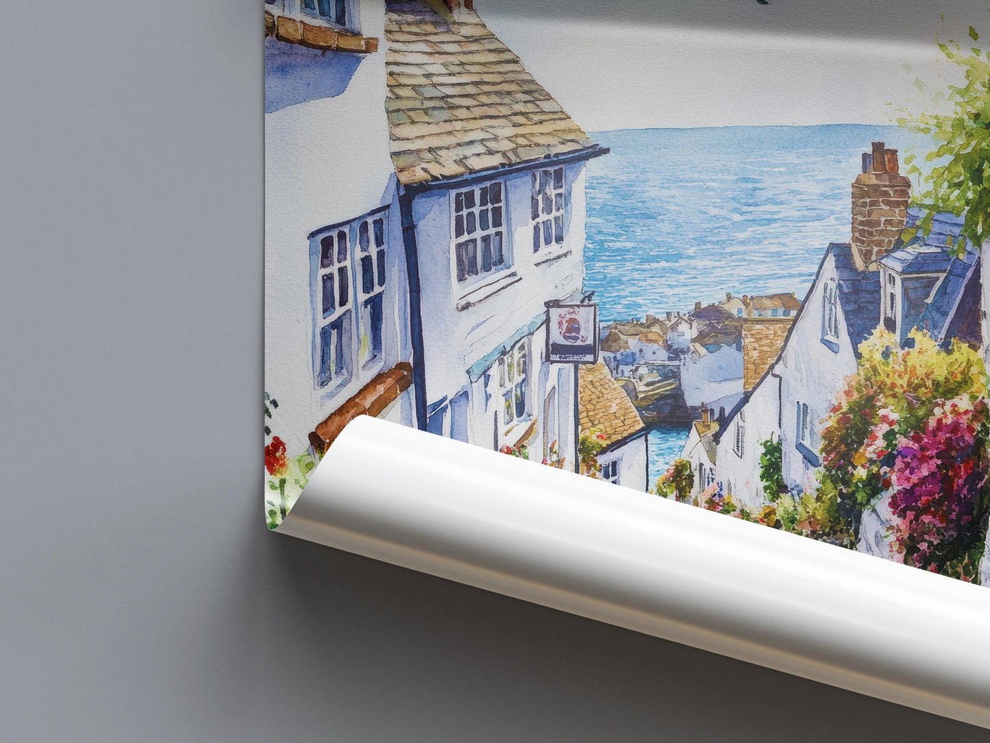 Clovelly Watercolor Poster Wall Art Clovelly Wall Hanging Home Décor Clovelly Gift Art Lovers United Kingdom Wall Art