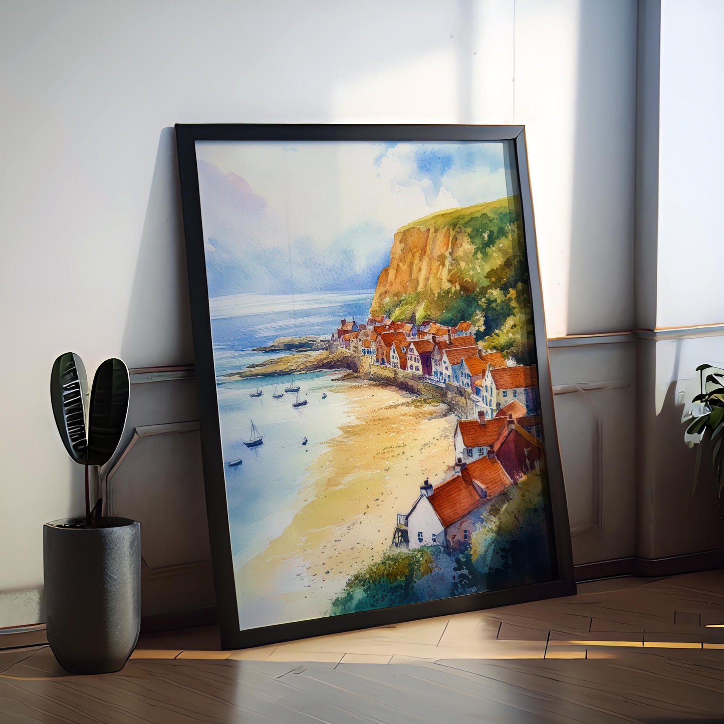 Runswick Bay Watercolor Poster Wall Art Runswick Bay Wall Hanging Home Décor Runswick Bay Gift Art Lovers United Kingdom Wall Art