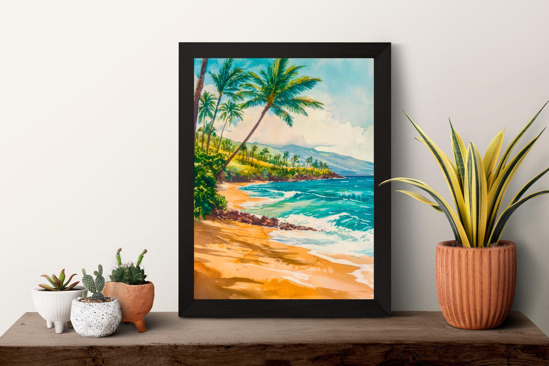 Wailea Beach Watercolor Poster Wall Art Wailea Beach Wall Hanging Home Décor Wailea Beach Gift Art Lovers United States Wall Art