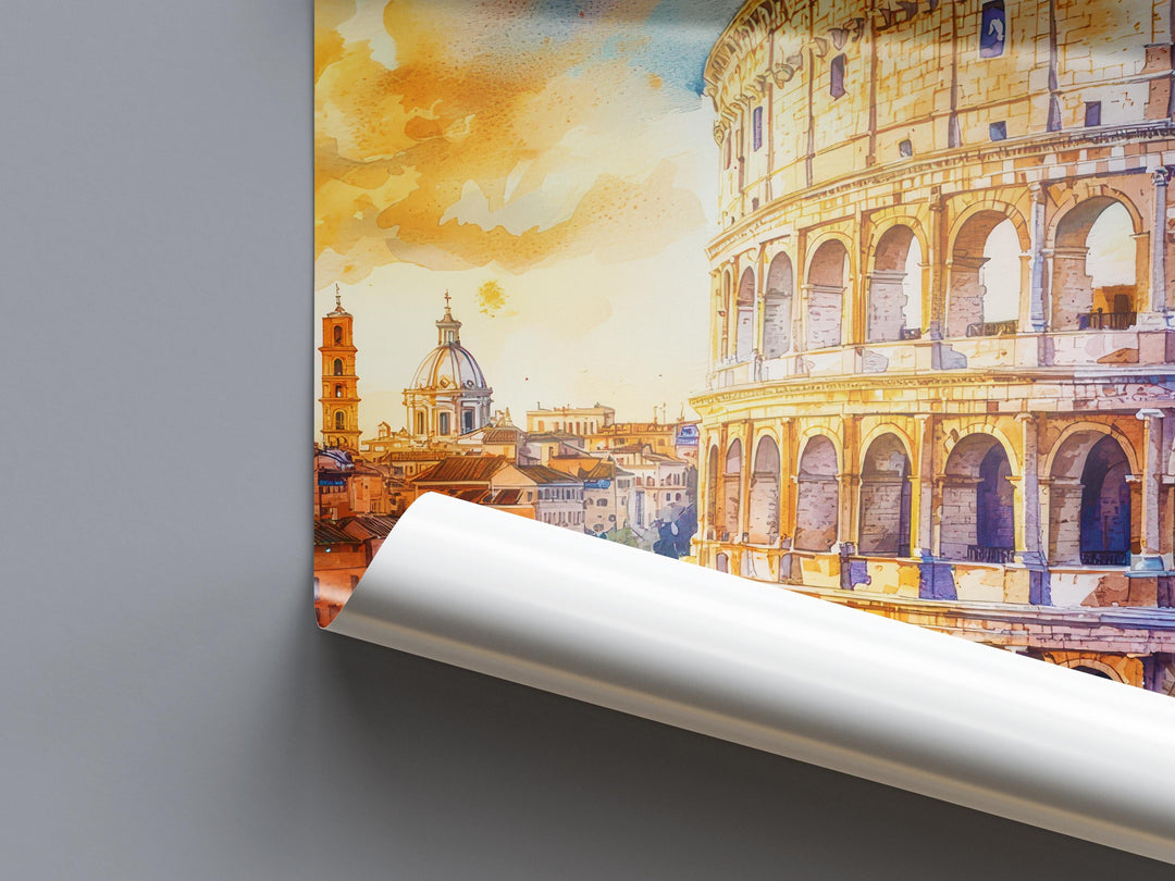 Rome Watercolor Poster Wall Art Rome Wall Hanging Home Décor Rome Gift Art Lovers Italy Wall Art