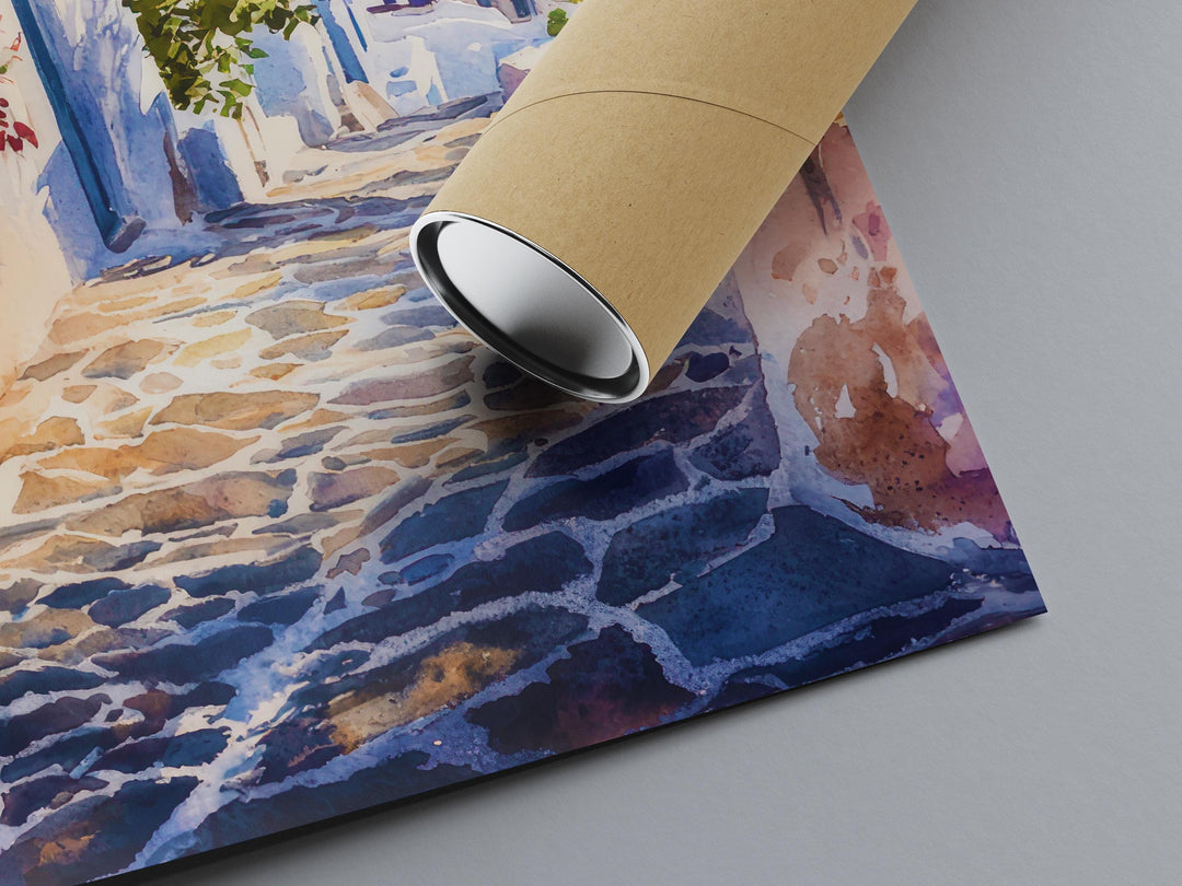 Santorini Watercolor Poster Wall Art Santorini Wall Hanging Home Décor Santorini Gift Art Lovers Greece Wall Art