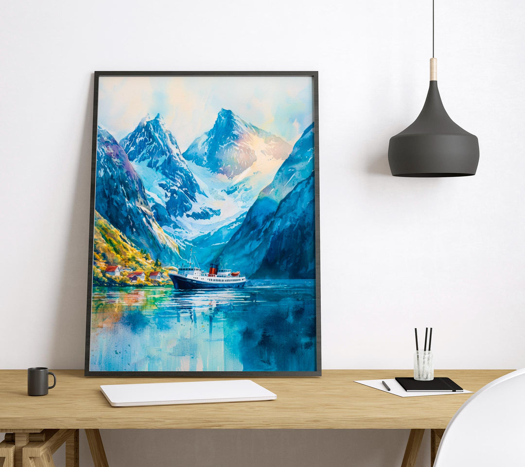 Norwegian Fjords Watercolor Poster Wall Art Norwegian Fjords Wall Hanging Home Décor Norwegian Fjords Gift Art Lovers Norway Wall Art