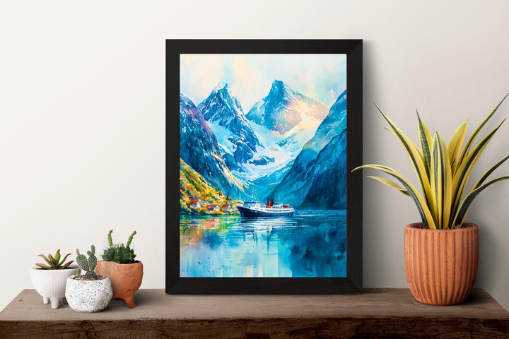 Norwegian Fjords Watercolor Poster Wall Art Norwegian Fjords Wall Hanging Home Décor Norwegian Fjords Gift Art Lovers Norway Wall Art