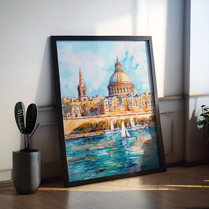 Valletta Watercolor Poster Wall Art Valletta Wall Hanging Home Décor Valletta Gift Art Lovers Malta Wall Art