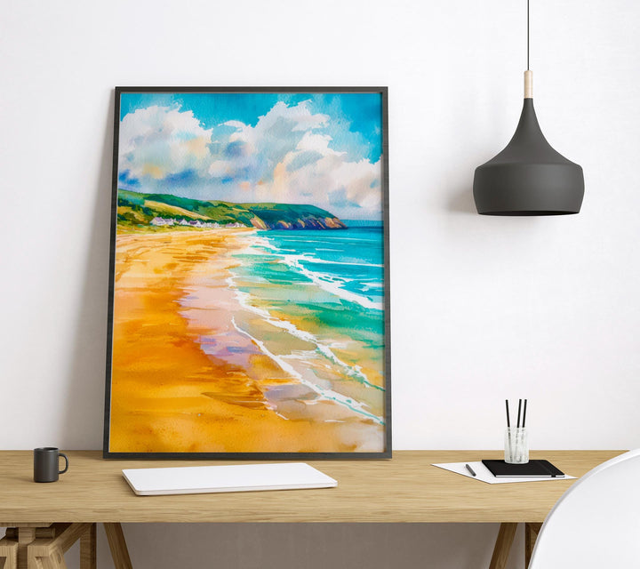Woolacombe Watercolor Poster Wall Art Woolacombe Wall Hanging Home Décor Woolacombe Gift Art Lovers United Kingdom Wall Art