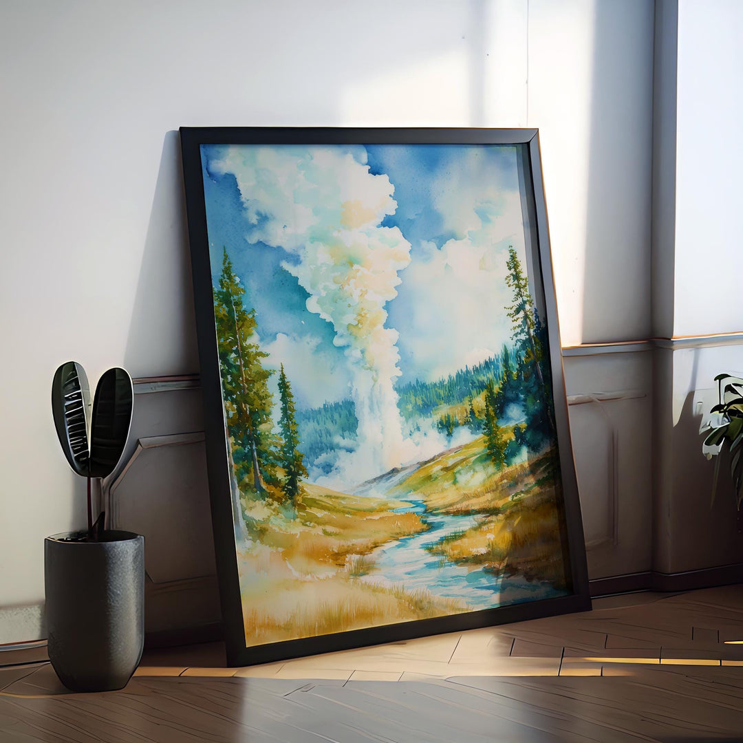 Yellowstone NP Watercolor Poster Wall Art Yellowstone NP Wall Hanging Home Décor Yellowstone NP Gift Art Lovers United States Wall Art