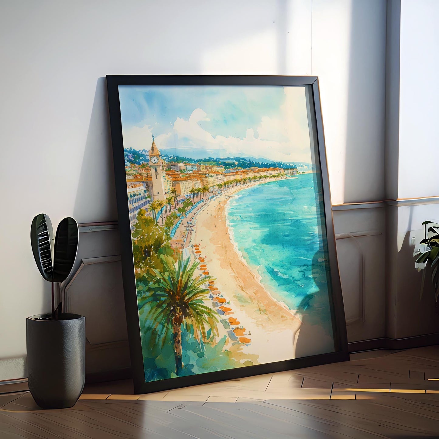 Nice Watercolor Poster Wall Art Nice Wall Hanging Home Décor Nice Gift Art Lovers France Wall Art